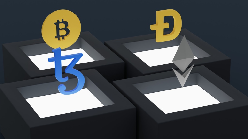 3D иллюстрация криптовалют — смарт-контракты на Ethereum