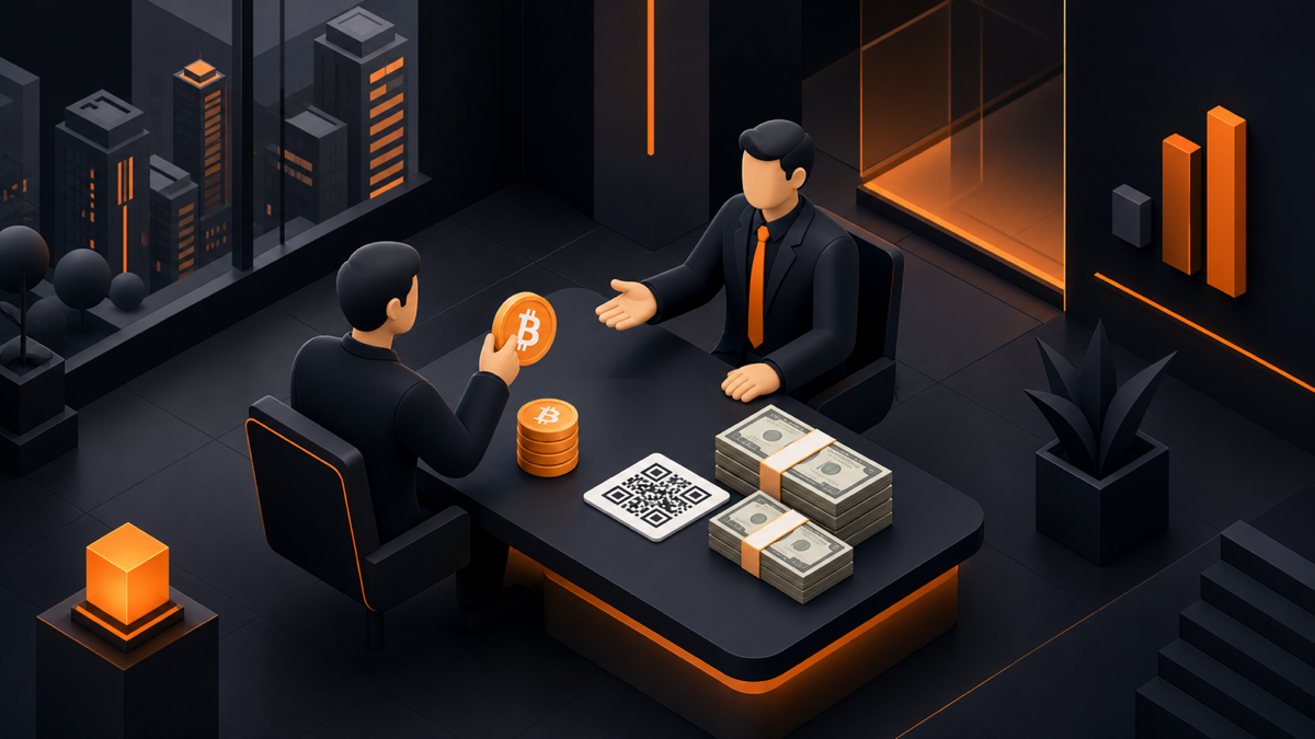 Процесс обмена криптовалюты в офисе