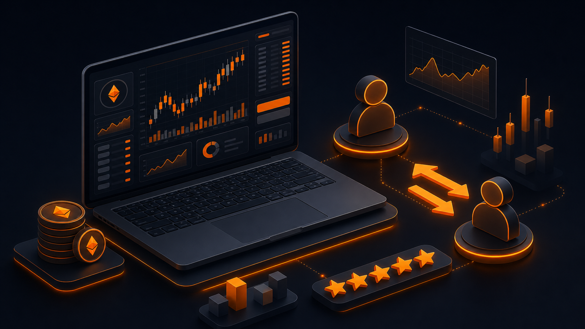 P2P-торговля криптой на ноутбуке