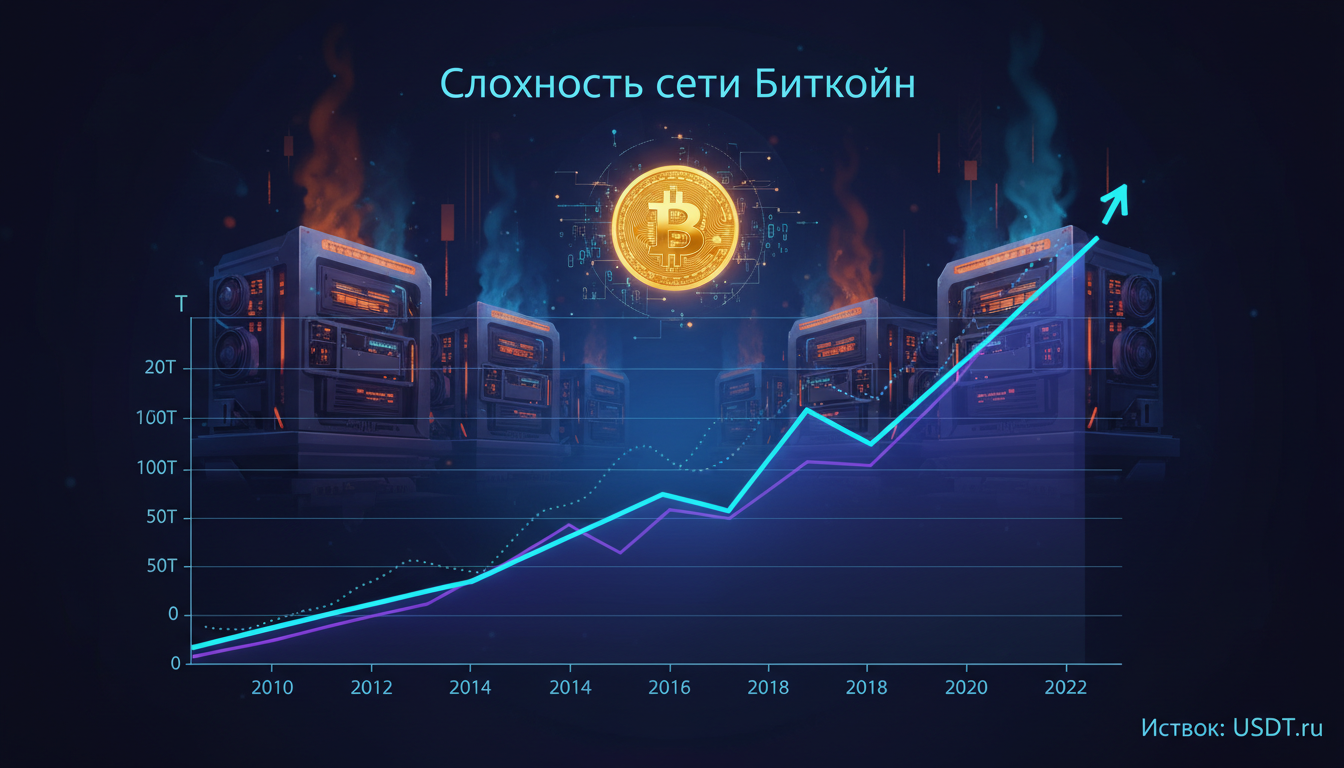 Что такое майнинг криптовалют — график роста сложности сети биткоина
