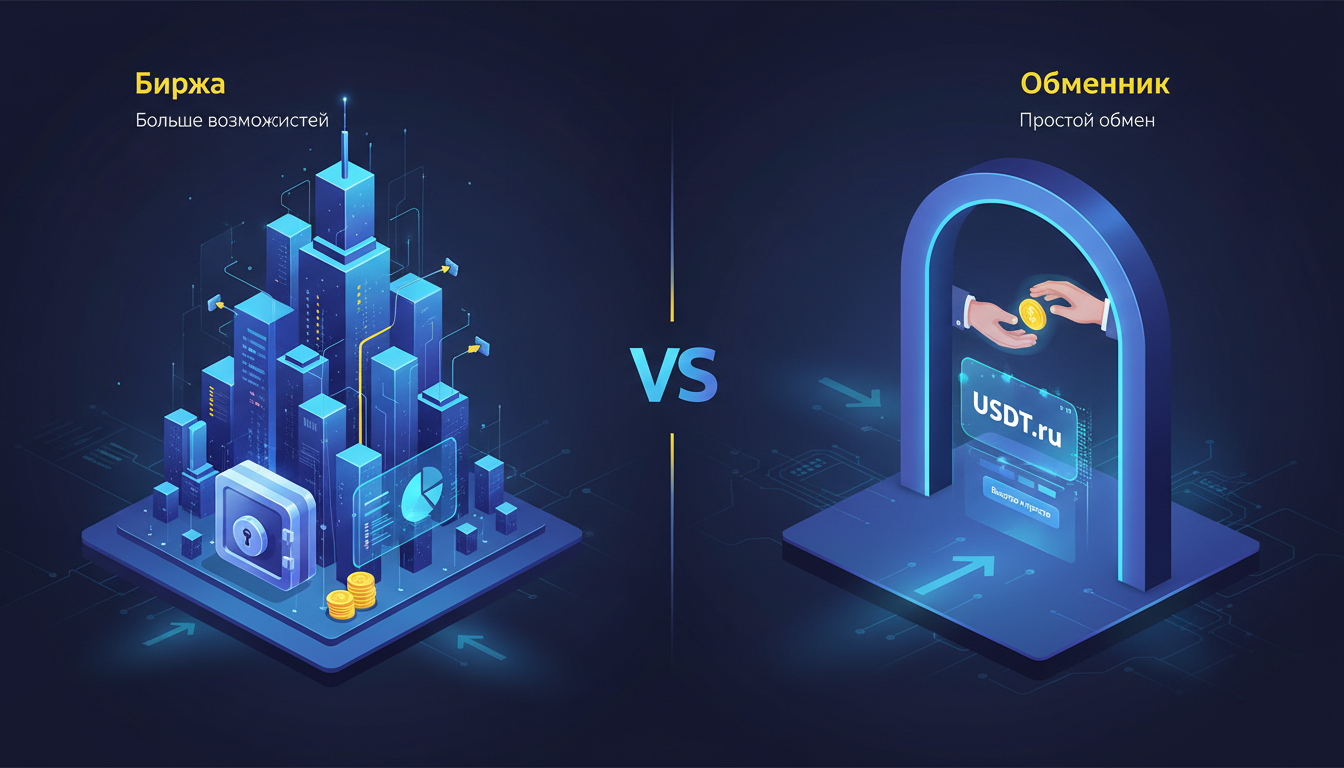 Сравнение биржи и обменника — инфографика