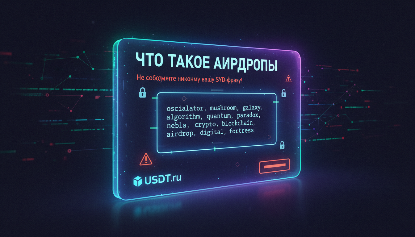 Что такое аирдропы — окно кошелька с сид-фразой, которую нельзя никому сообщать