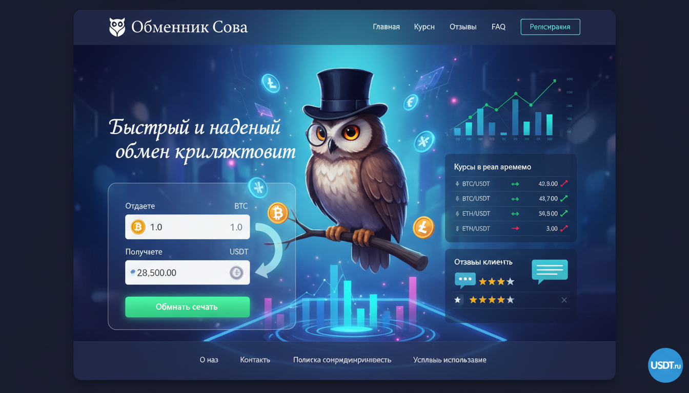 Обменник Сова — главная страница сайта