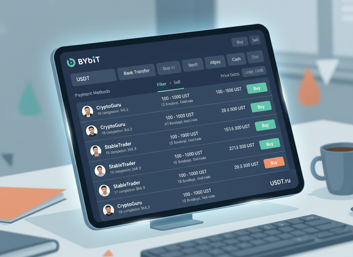 P2P как работает — список объявлений продавцов USDT на Bybit