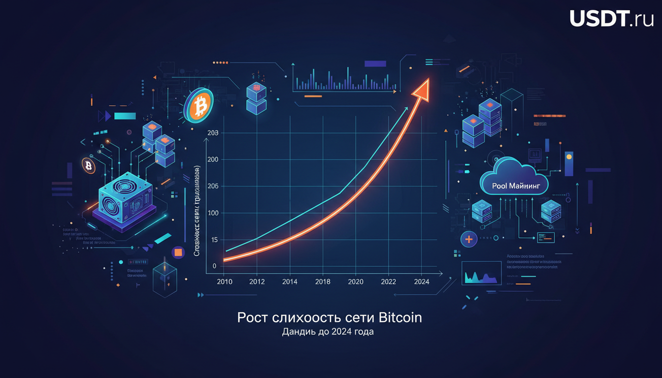 майнинг схема — график роста сложности сети Bitcoin по годам