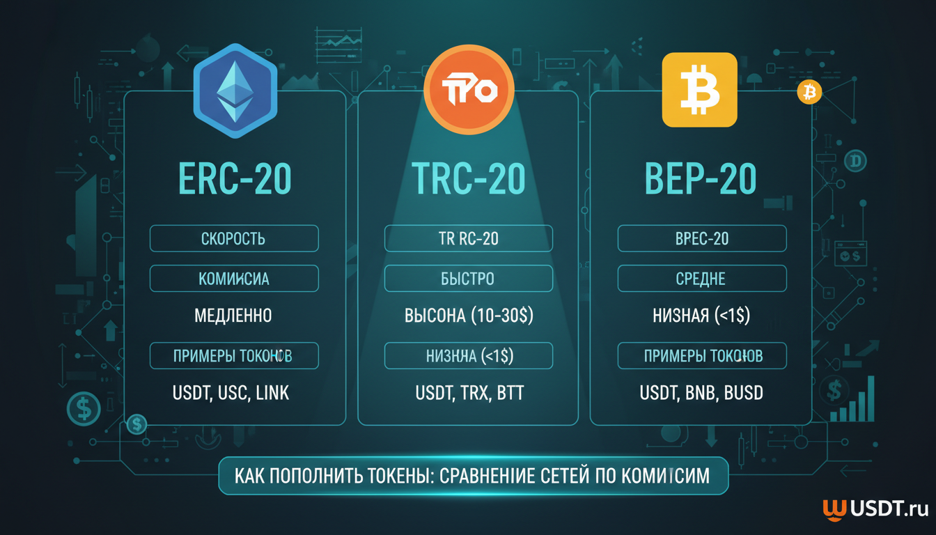как пополнить токены — сравнение сетей ERC-20, TRC-20 и BEP-20 по комиссиям
