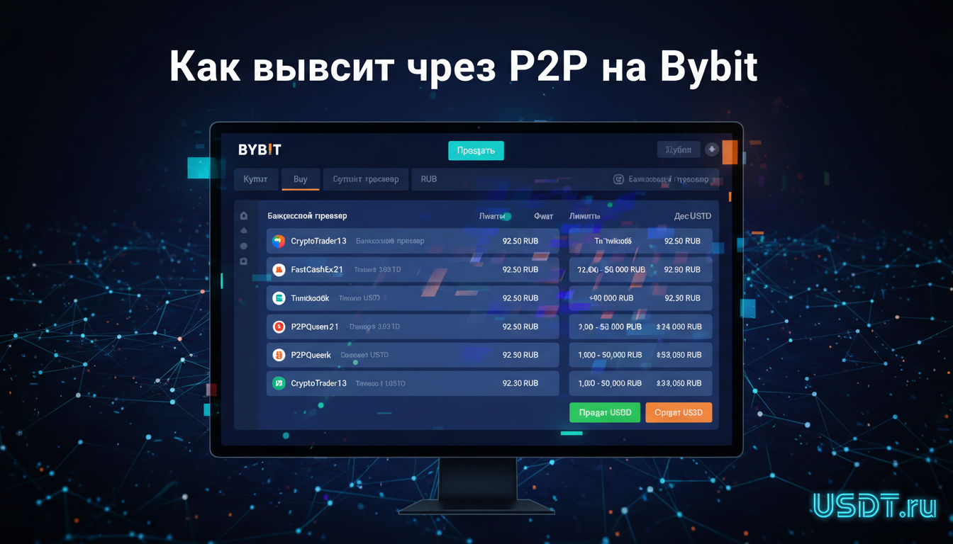 как выводить через p2p на Bybit — вкладка Продать со списком объявлений покупателей