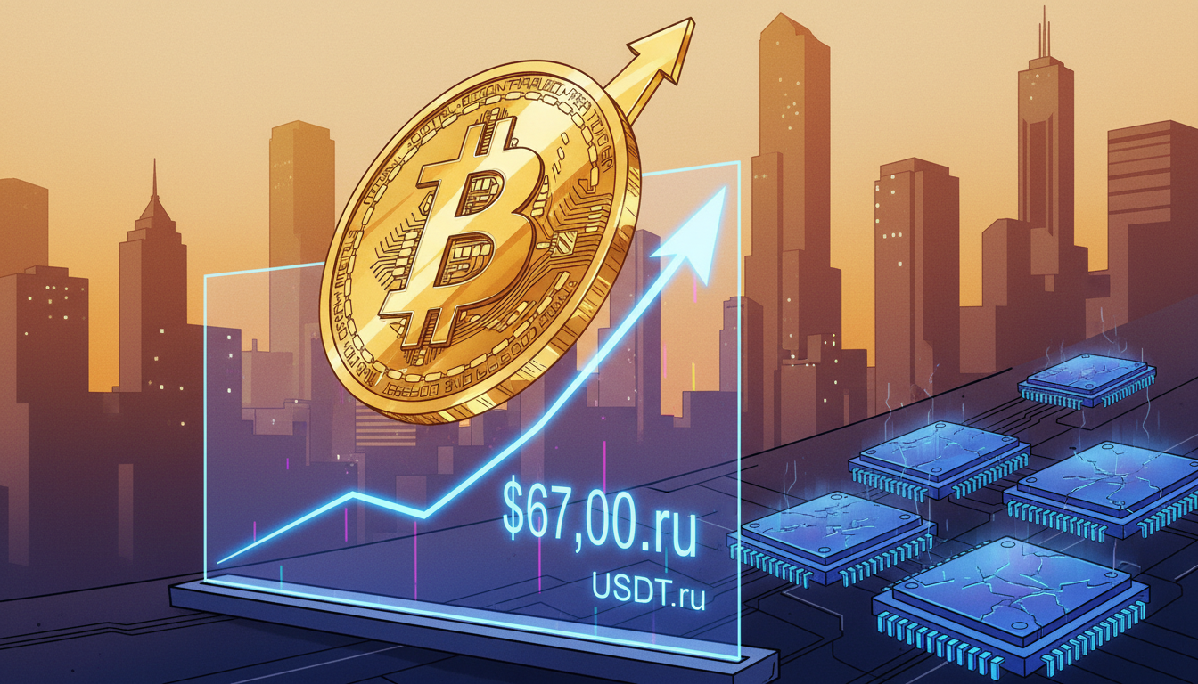 Биткоин достиг $67 000 на фоне снижения интереса к AI-сектору