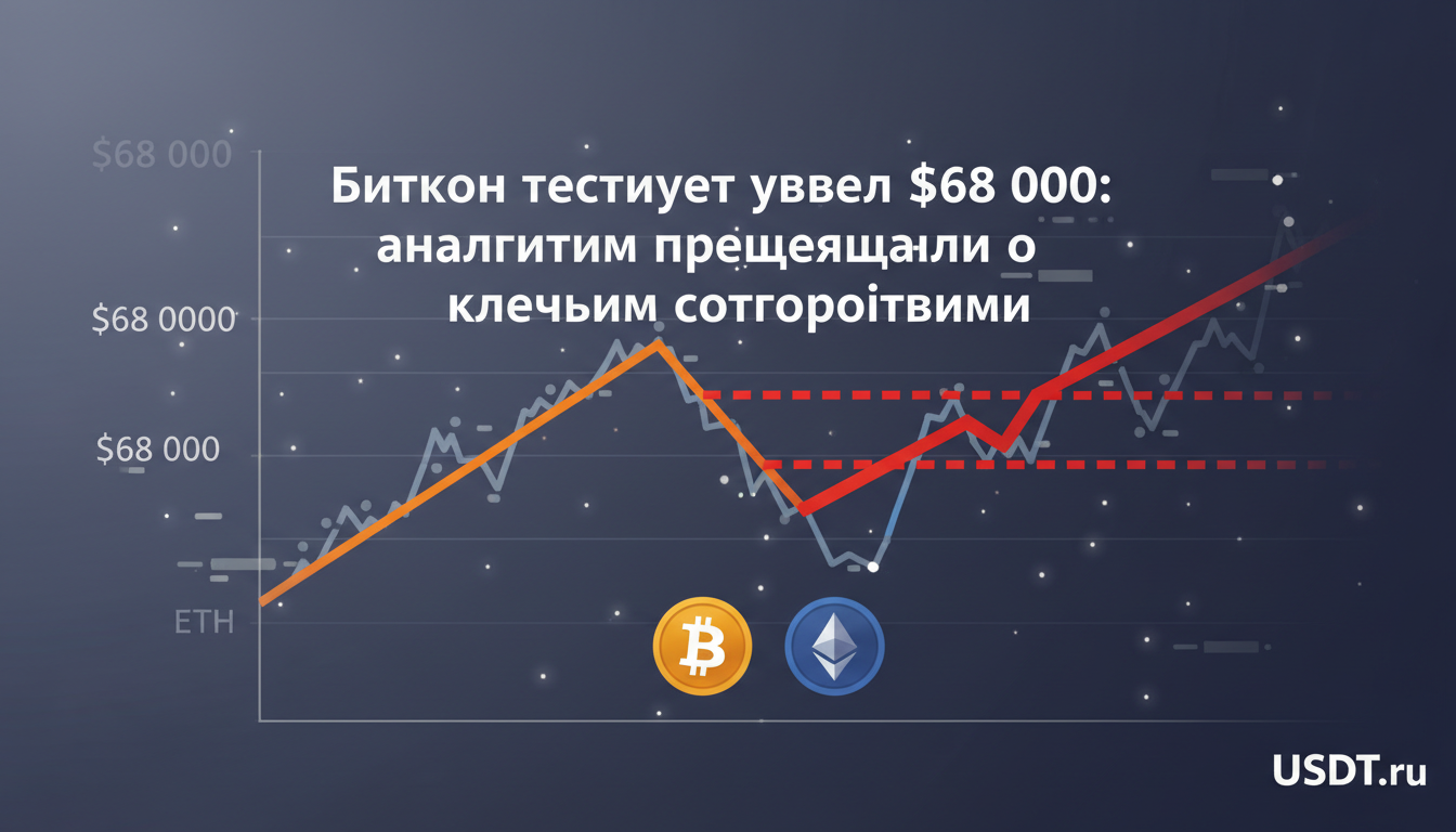 Биткоин приближается к отметке $68 000: аналитики указывают на важное сопротивление