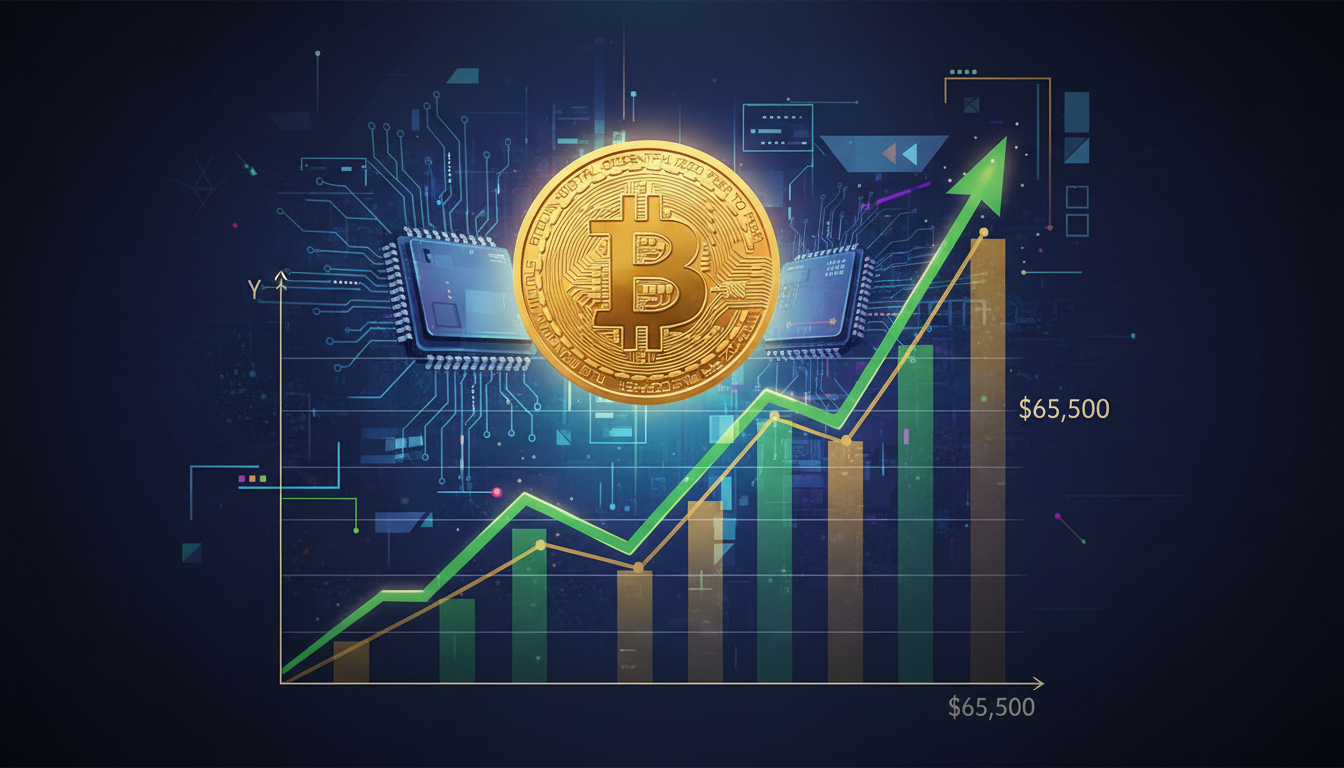 Биткоин поднялся до двухнедельного максимума $65 500 благодаря восстановлению акций производителей чипов