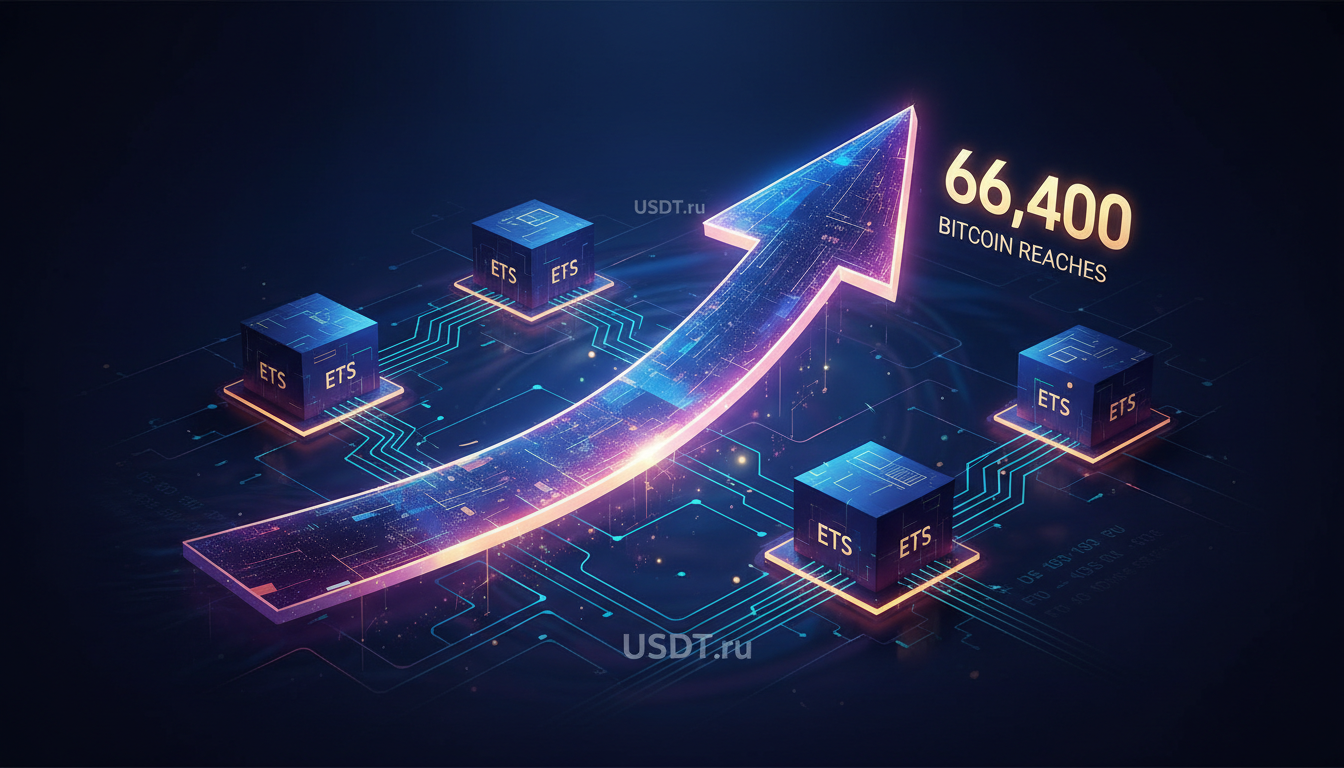 Биткоин поднялся до $66 400 благодаря пятому дню притока в ETF