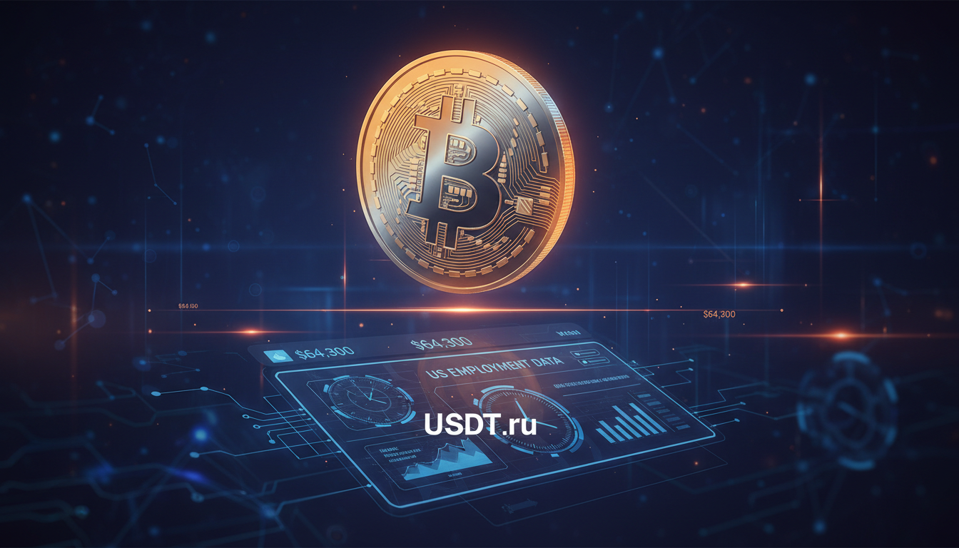 Биткоин стабилизировался на уровне $64 300 перед выходом данных по занятости в США